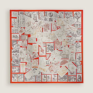 Le Philateliste du Faubourg scarf 90 - Orange | Hermès USA